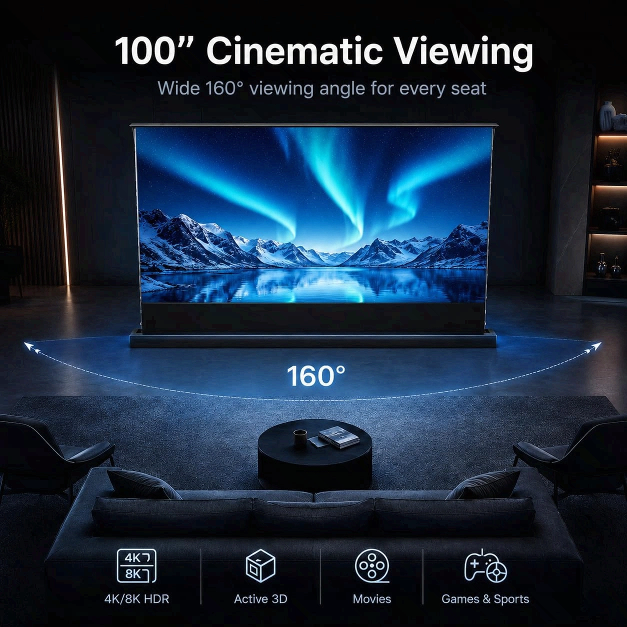motorized projector screen view