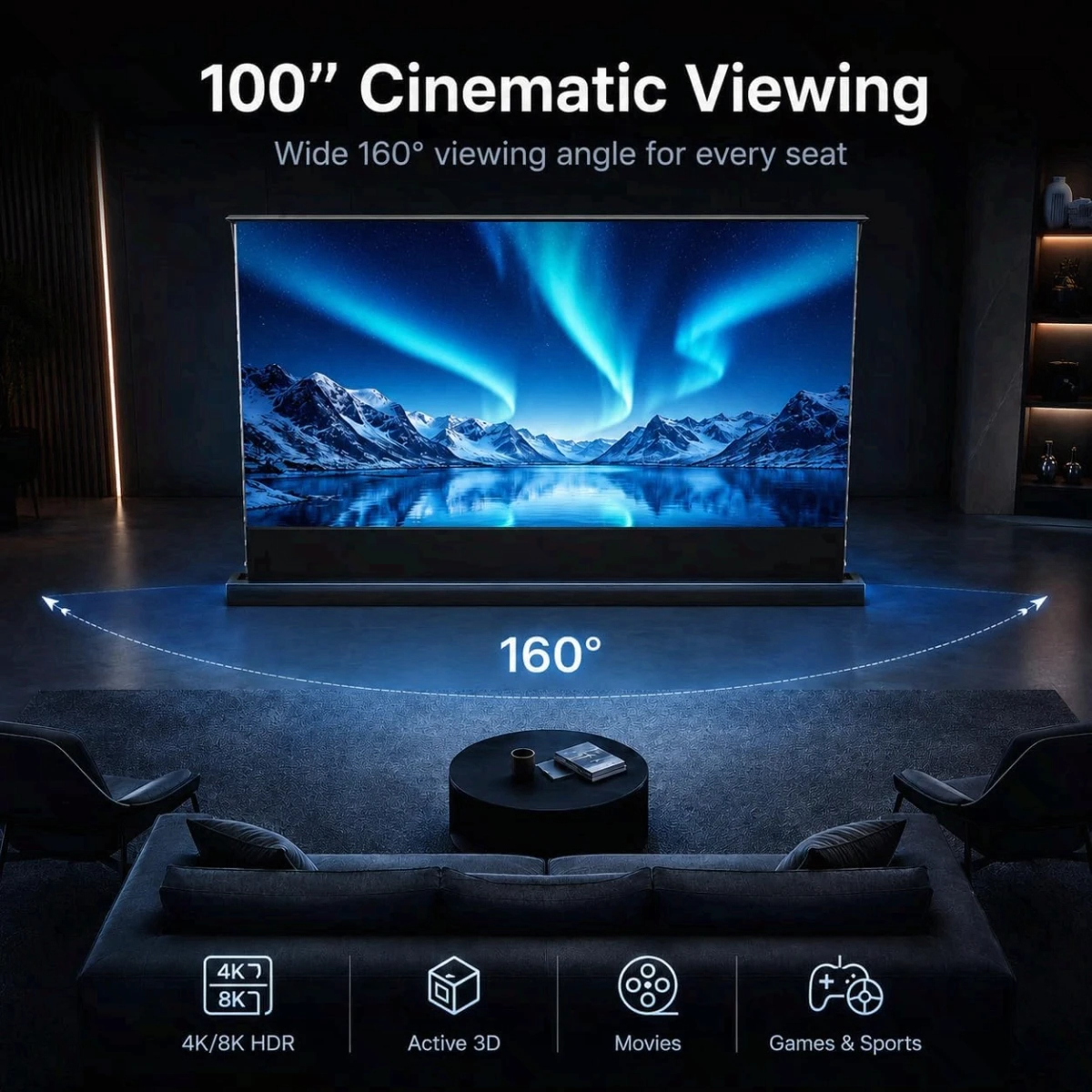 motorized projector screen view