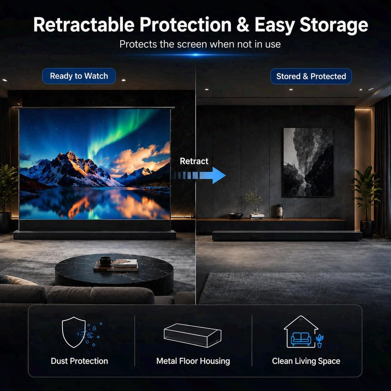 projector screen side view