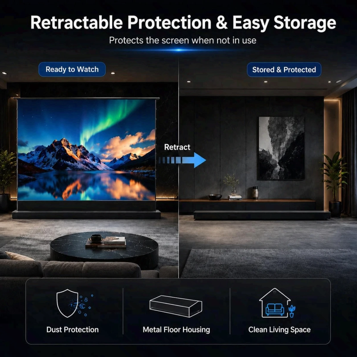 projector screen side view